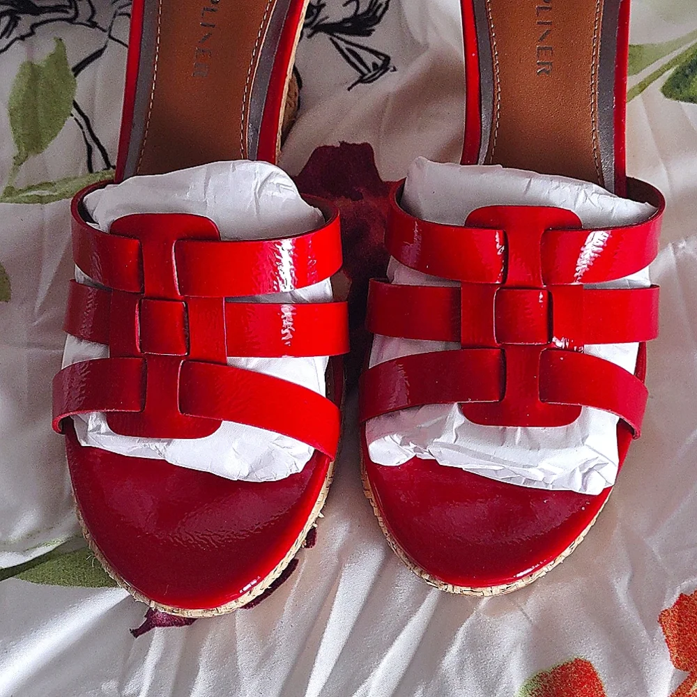 DONALD J PLINER ESPEDRILLE WEDGE SANDALS *🍅RED/NWOB - Picture 5 of 17